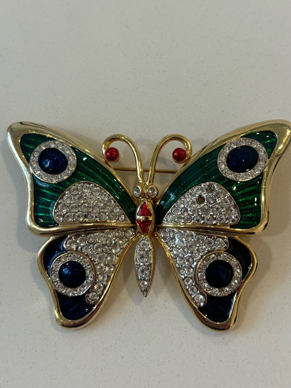 Vintage RARE Cabochon Butterfly Brooch